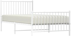 Estrutura de cama com cabeceira e pés 100x200 cm metal branco