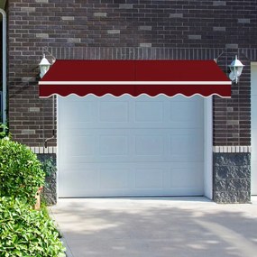 Toldo retrátil 295 x 250 cm com manivela manual para parede Porta Janela Vermelho
