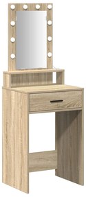 Mesa de Maquiagem com Luzes LED - Carvalho Sonoma - 50x41x140 cm