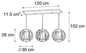 Luminária suspensa industrial bronze com 3 luzes oblonga preta - Dong Industrial