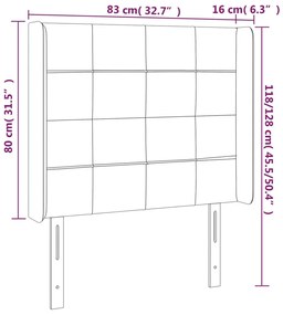 Cabeceira cama c/ luzes LED tecido 83x16x118/128 cm cinza-claro