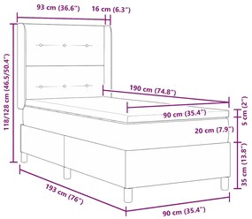 Cama Box com Colchão vidaXL Rosa 90x190 cm Veludo