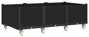 Vaso/floreira de jardim com rodas 150x80x54 cm PP preto