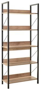 Estante "Rovere" - Nogueira e Preto - 73x172x35cm - Design Moderno
