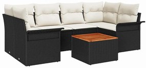 Conjunto de Sofá de Jardim de 7 Peças com Almofadas em Rattan Sintétic