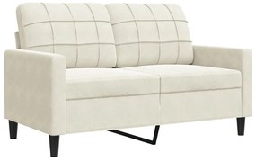 3 pcs conjunto de sofás com almofadões veludo cor creme