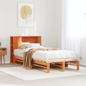 vidaXL Cama com estante sem colchão 90x200 cm madeira maciça
