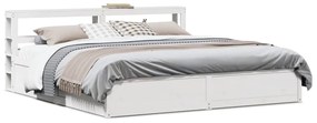 Estrutura de cama com cabeceira 180x200cm pinho maciço branco