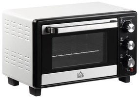 HOMCOM Mini Forno 16L 1400W com 3 Modos de Aquecimento Temperatura até 230°C Temporizador 60 Minutos Bandeja para Assar e Grade 44x32x28,1cm Branco e Preto