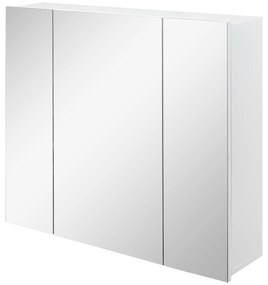 Armário de Casa de Banho com 3 Portas com Espelho Armário de Parede com Prateleiras Internas Ajustáveis 70x15x60 cm Branco