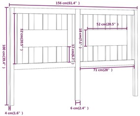 Cabeceira de cama 156x4x100 cm pinho maciço castanho mel