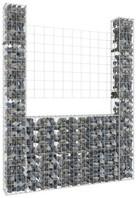 Cesto gabião em forma de U c/ 2 postes 140x20x200 cm ferro