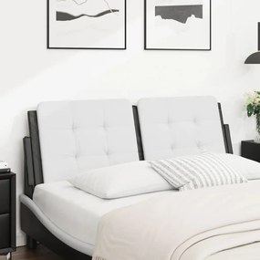 Almofadão de cabeceira 120 cm couro artificial preto e branco