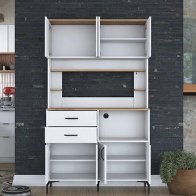 Armário Alto de Cozinha "Stella" - Nogueira e Branco - Design Moderno