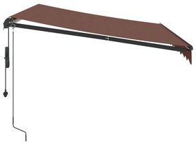 Toldo retrátil automático com luzes LED 300x250 cm castanho