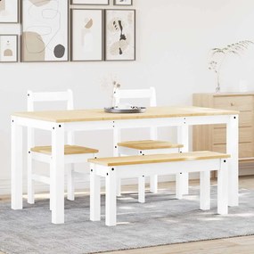 4 pcs conjunto de jantar Panama madeira pinho maciça branco