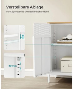 Armário de arrumação cozinha, sala, escritorio em aço com orifícios 40 x 80 x 76 cm Branco e natural