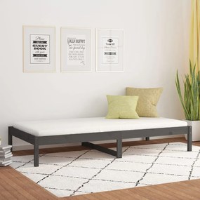 Sofá-cama de solteiro 90x190 cm madeira de pinho maciça cinza