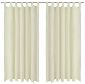 Cortinas de cetim com presilhas, 2 pcs, 140 x 175 cm, creme