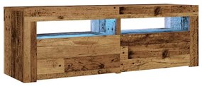 Mesas cabeceira c/ luzes LED 2 pcs 60x35x40 cm madeira velha