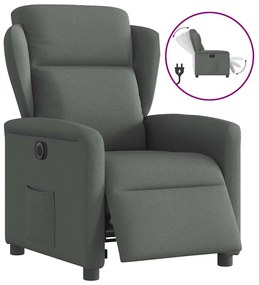 vidaXL Poltrona reclinável elétrica tecido cinzento-escuro