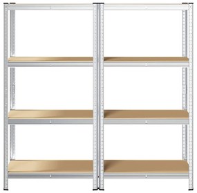 Prateleiras de armazenamento de 4 camadas 2 pcs aço prateado