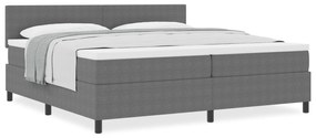 Cama Box da com Colchão Cinza 200x200 cm Tecido de Veludo Cotelê