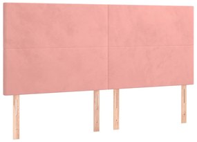 Cabeceira de cama c/ luzes LED veludo 180x5x118/128 cm rosa