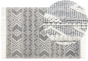 Tapete de lã preto e branco 160 x 230 cm PAZAR Beliani