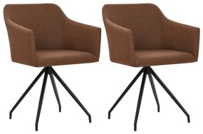 vidaXL Cadeiras de jantar giratórias 2 pcs tecido castanho