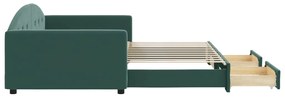 Sofá-cama c/ gavetão e gavetas 100x200 cm veludo verde-escuro