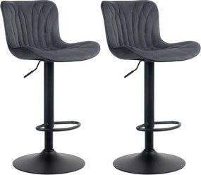 Conjunto de 2 bancos de bar Linus Veludo preto