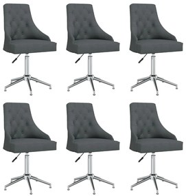 vidaXL Cadeiras de jantar giratórias 6 pcs tecido cinzento-escuro