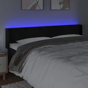 Cabeceira de cama c/ luzes LED veludo 163x16x78/88 cm preto