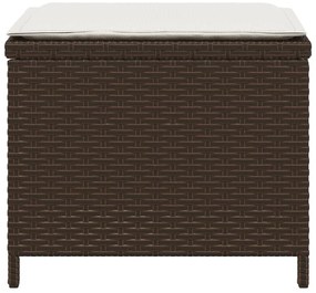 Bancos jardim com almofadões 4 pcs 40x40x35 cm vime PE castanho