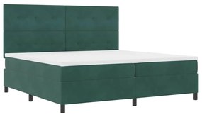 Cama Box com Colchão e LED Verde Escuro 200x200 cm Veludo