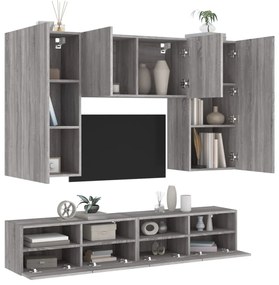 vidaXL 5 pcs móveis de parede p/ TV derivados de madeira cinza sonoma