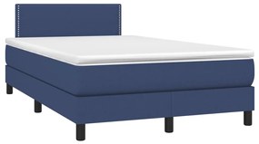 Cama box spring c/ colchão e LED 120x200 cm tecido azul