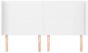 Cabeceira cama c/ abas couro artificial 183x23x118/128cm branco