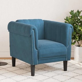 vidaXL Poltrona veludo azul