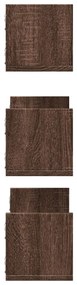Prateleiras de parede 3 pcs derivados madeira carvalho castanho