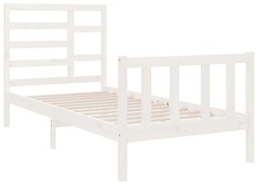 Estrutura de cama solteiro 90x190 cm madeira maciça branco