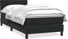 vidaXL Cama com molas/colchão preto 80x210 cm veludo