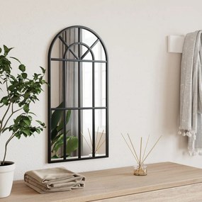 vidaXL Espelho de parede arqueado 30x60 cm ferro preto