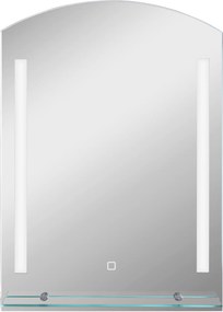 kleankin Espelho Casa de Banho com Luzes LED 70x50 cm Interruptor Tátil Iluminação Ajustável Função de Memória e Prateleira de Vidro Prata | Aosom Portugal