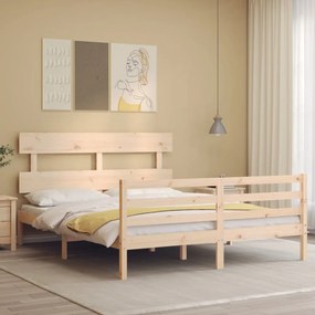3195101 vidaXL Estrutura de cama com cabeceira 160x200 cm madeira maciça