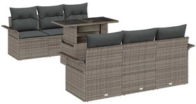 Conjunto de Sofá de Jardim de 7 Peças vidaXL com Almofadas Cinza Ratta