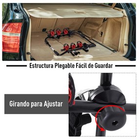 HOMCOM Suporte para Bicicletas Traseiro Dobrável com Correias Até 3 Bicicletas Suporte de Bicicleta Universal Carga 40 kg 68x52x60 cm Aço e Alumínio