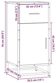 Aparador 35,5x35x76 cm deriv. de madeira/metal cinzento sonoma