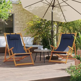vidaXL Cadeiras de praia dobráveis 2 pcs tecido azul